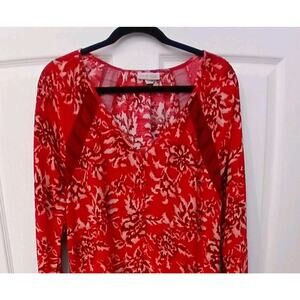 Knox Rose Red Floral Maxi Dress Holidays Romantic Prairie Boho Small Oversized